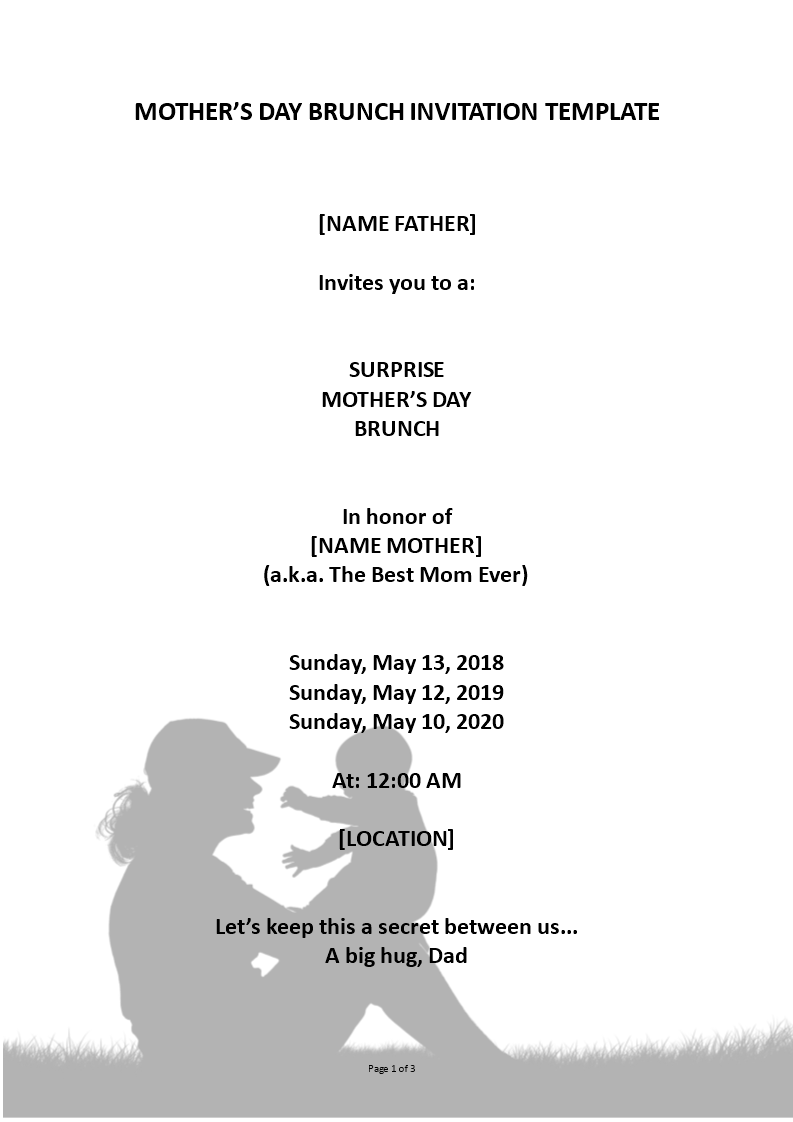 Mother's Day Surprise Brunch Invitation 模板