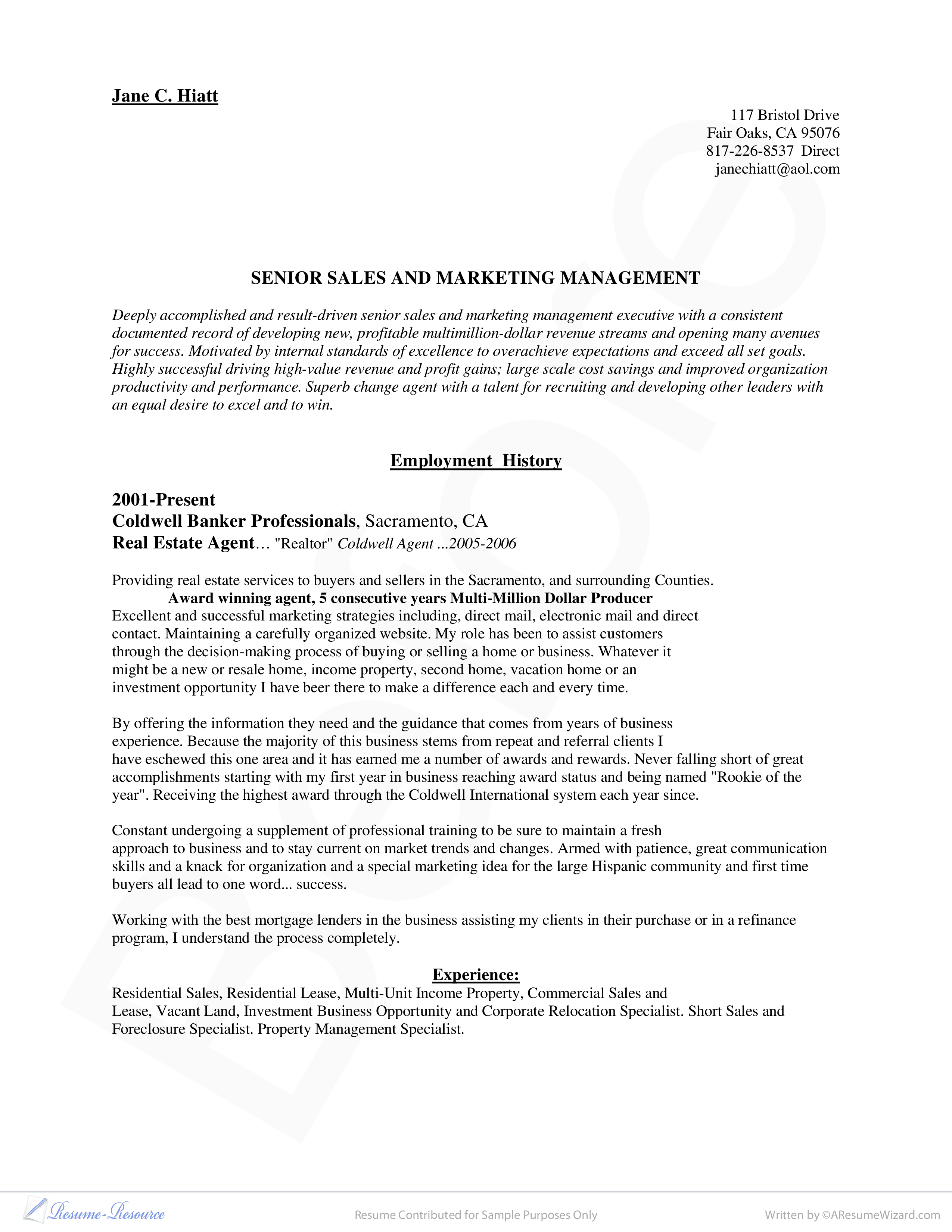 business marketing resume modèles