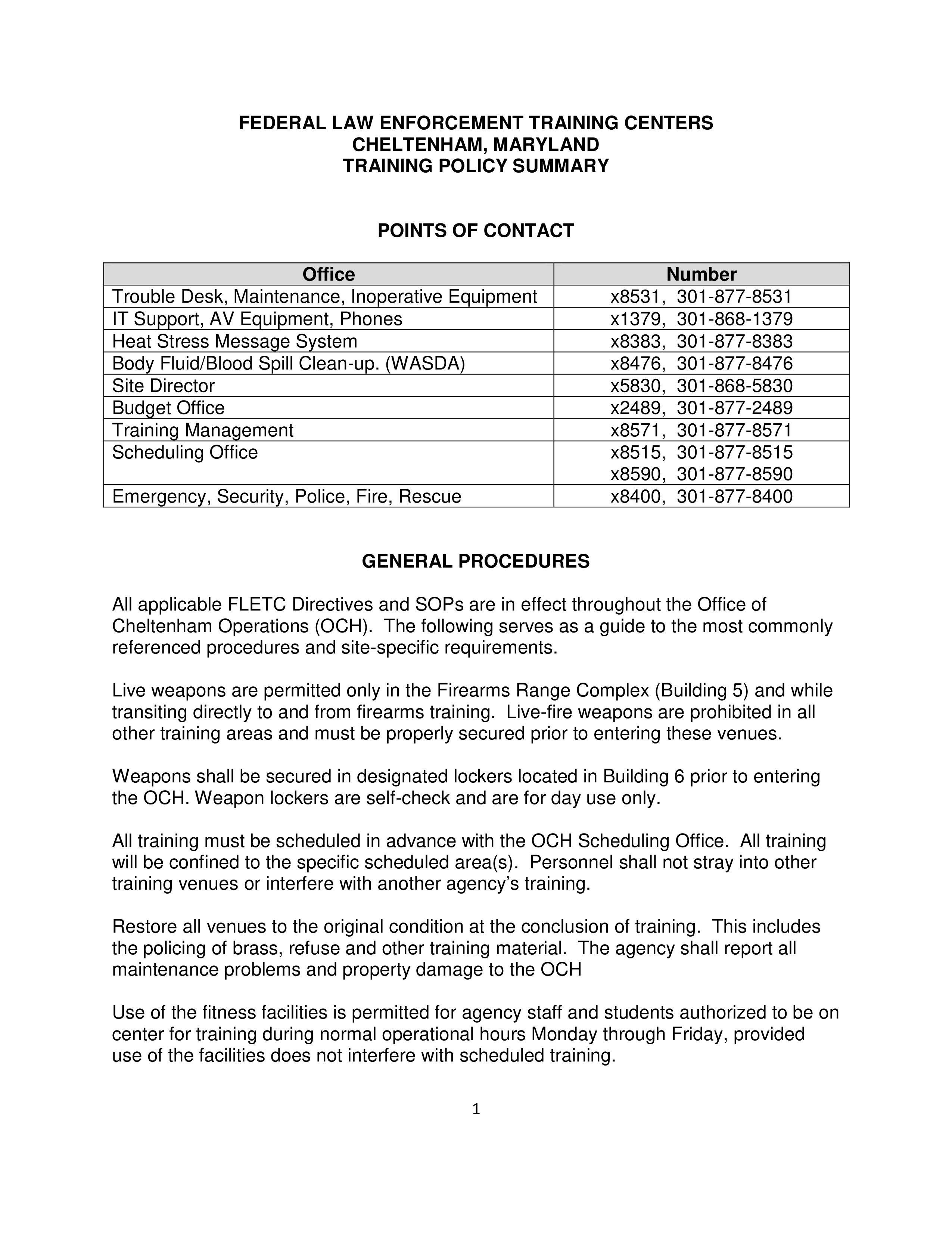 training policy summary template