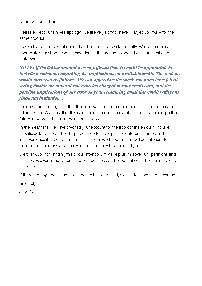 customer complaint apology letter template