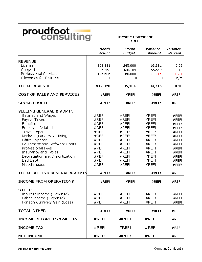 monthly income statement excel template