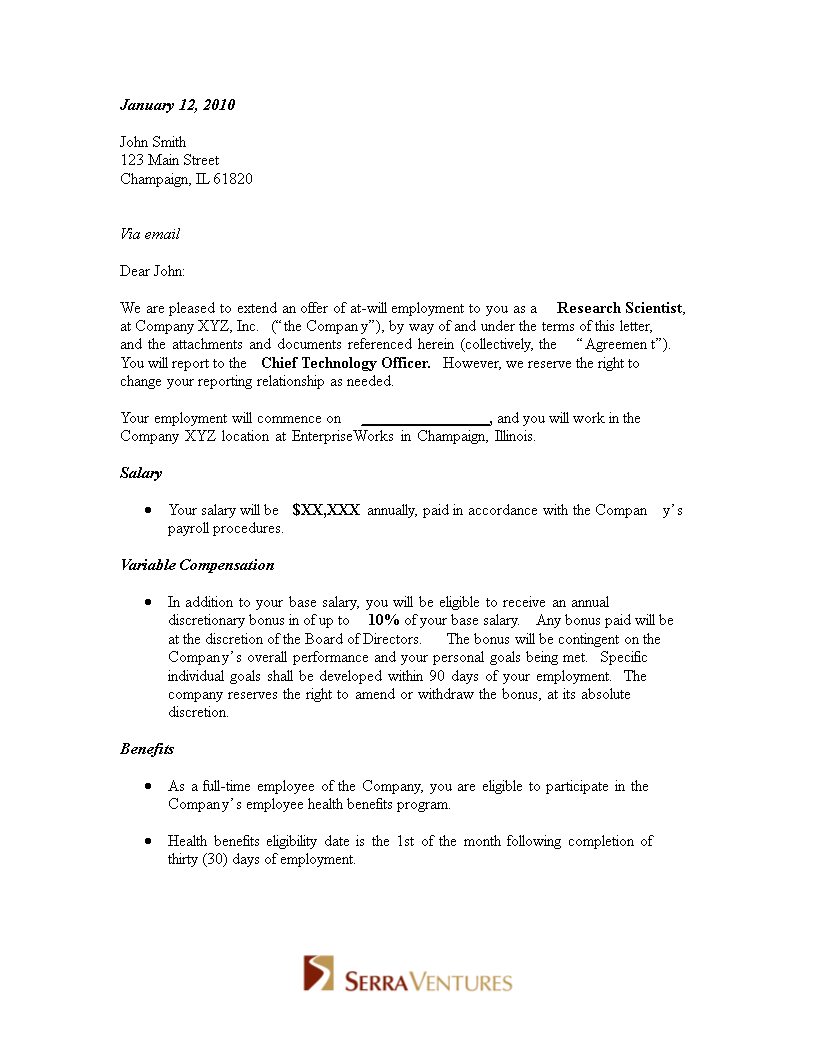 job offer appointment letter voorbeeld afbeelding 