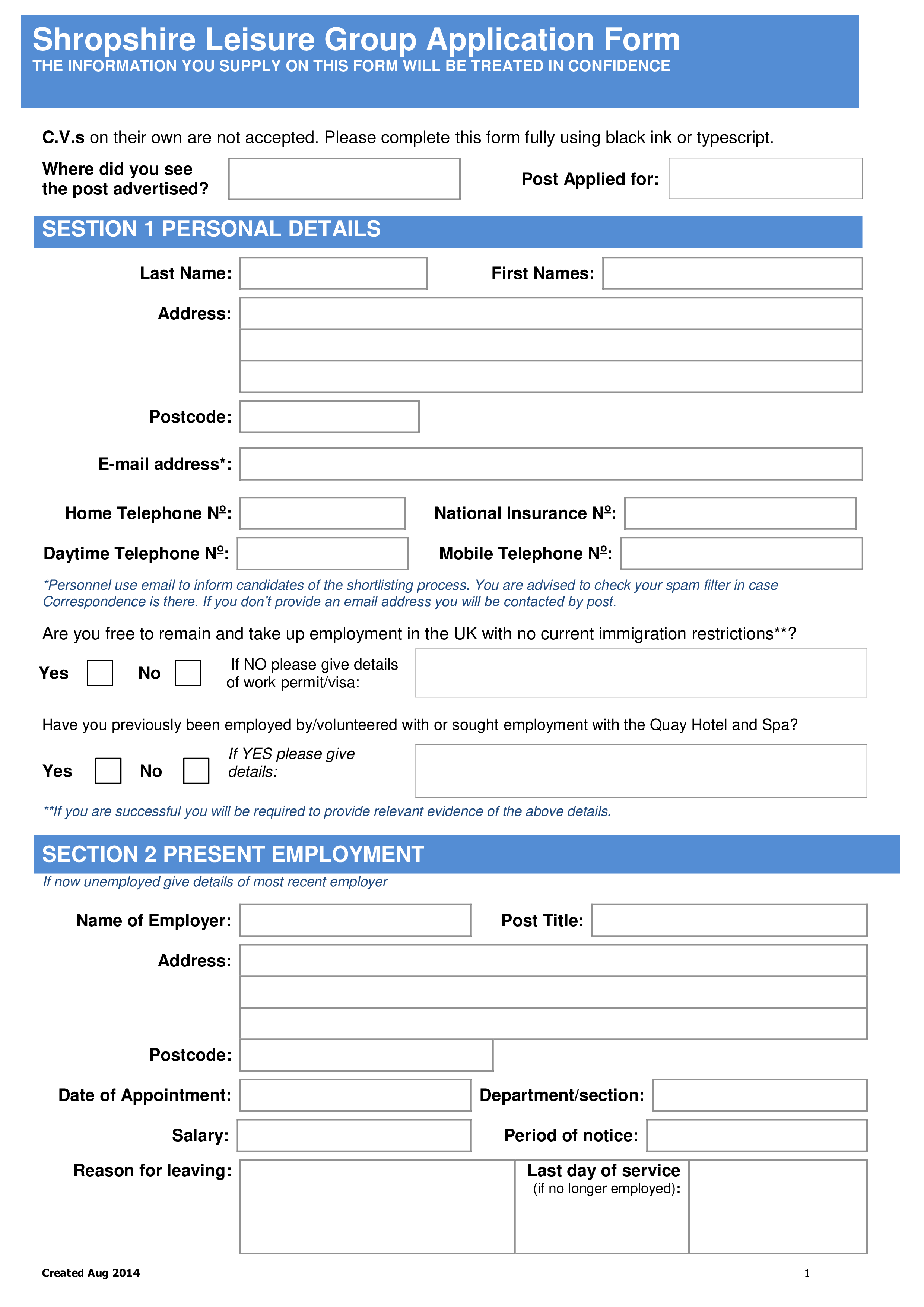 standard work application modèles