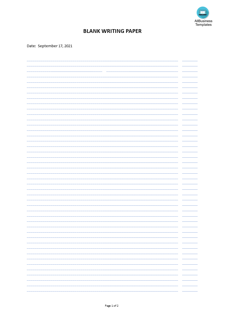 blank writing paper template