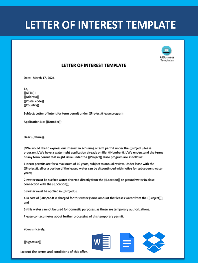 letter of interest plantilla imagen principal