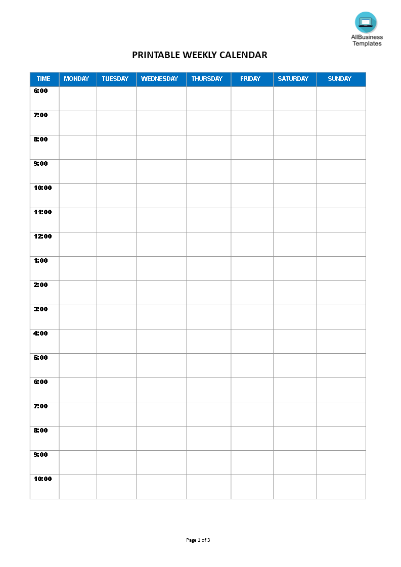 Daily Calendar Agenda template main image