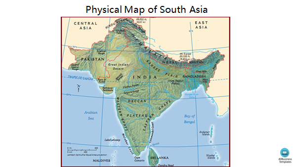 Physical Map of South Asia Outline main image