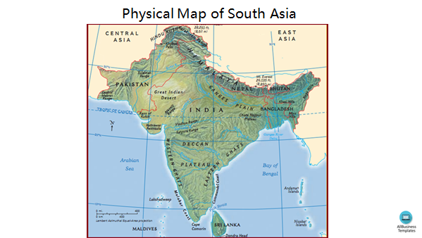 physical map of south asia outline template