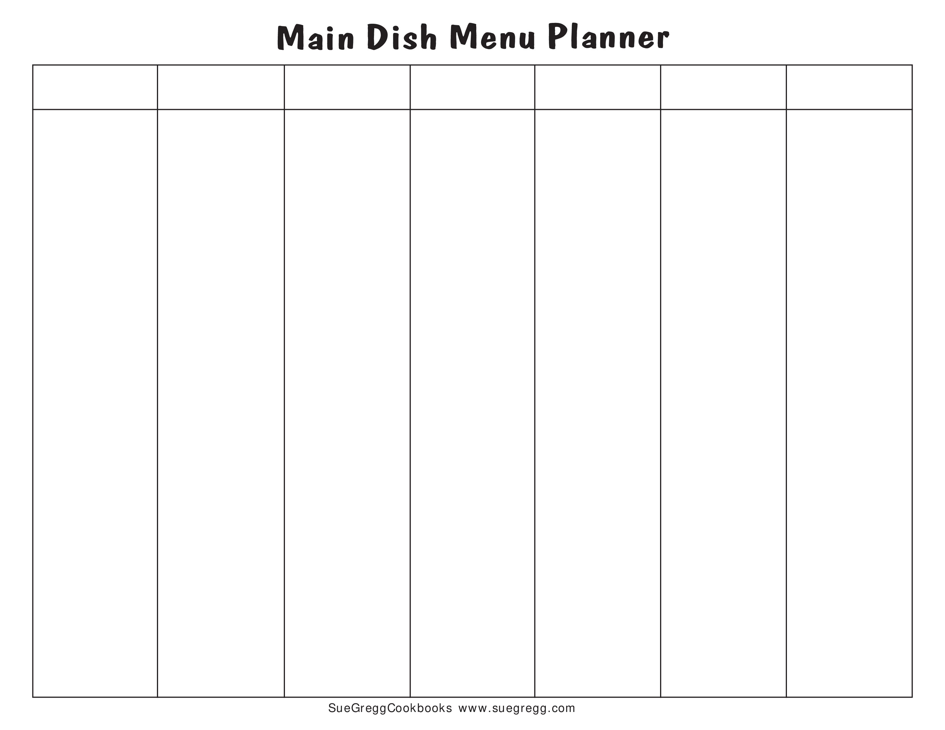 Blank Menu Calendar main image