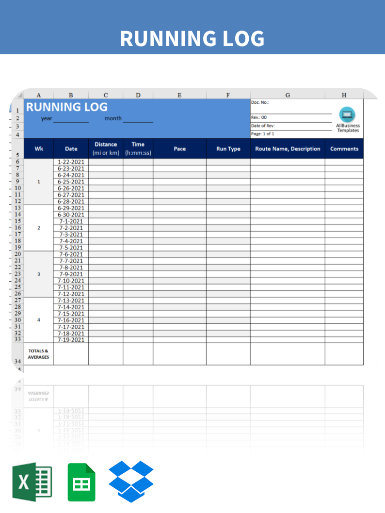 running logs template