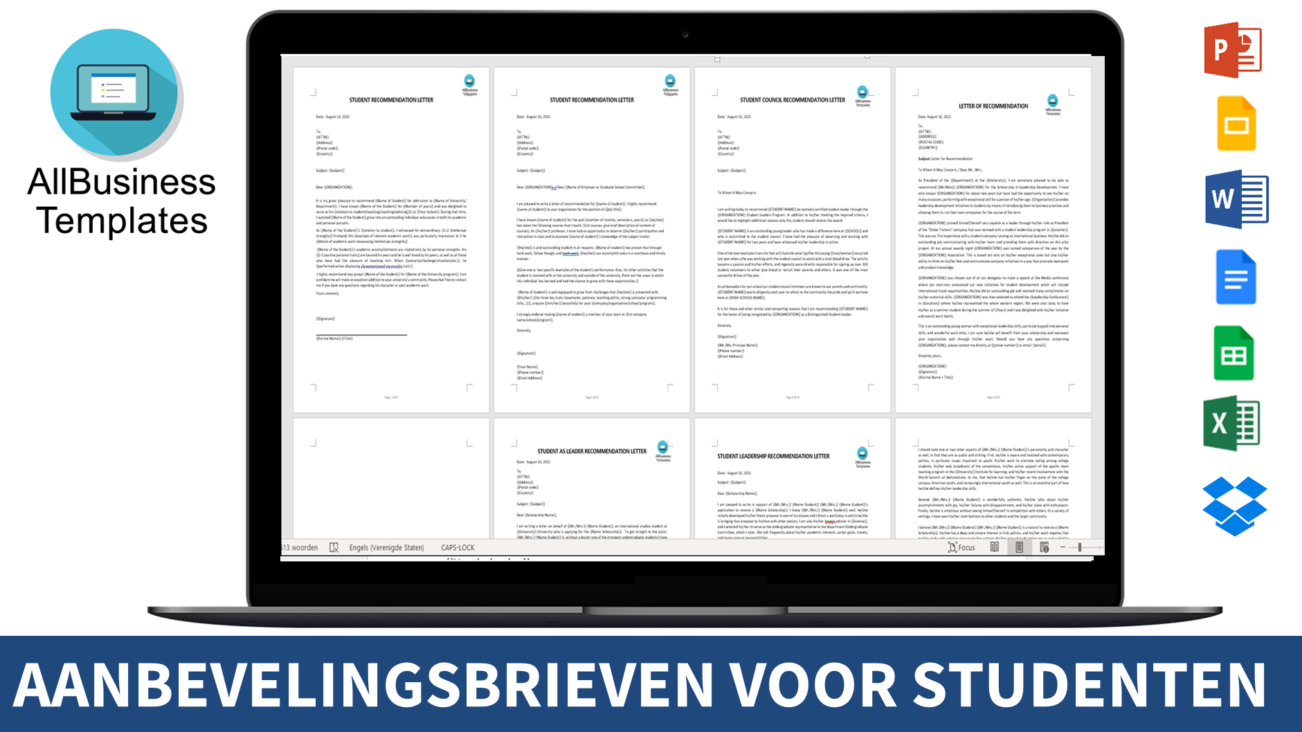 aanbeveling baan voor student template