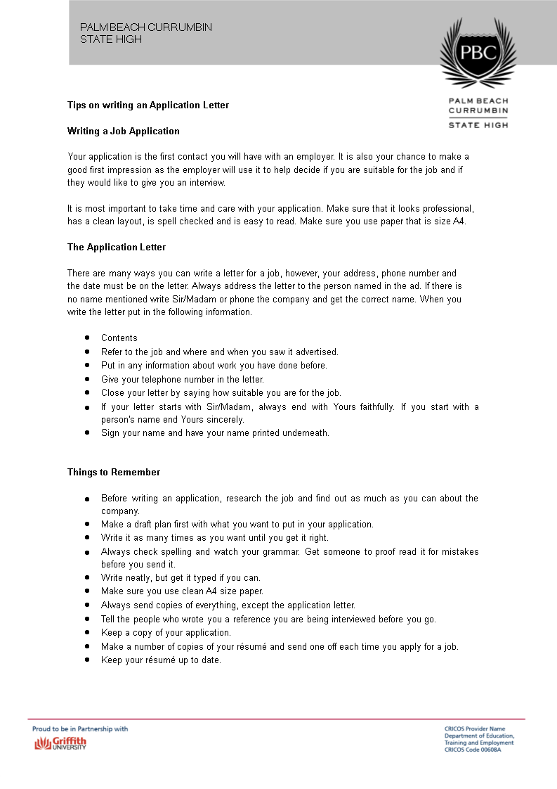 field work application letter template