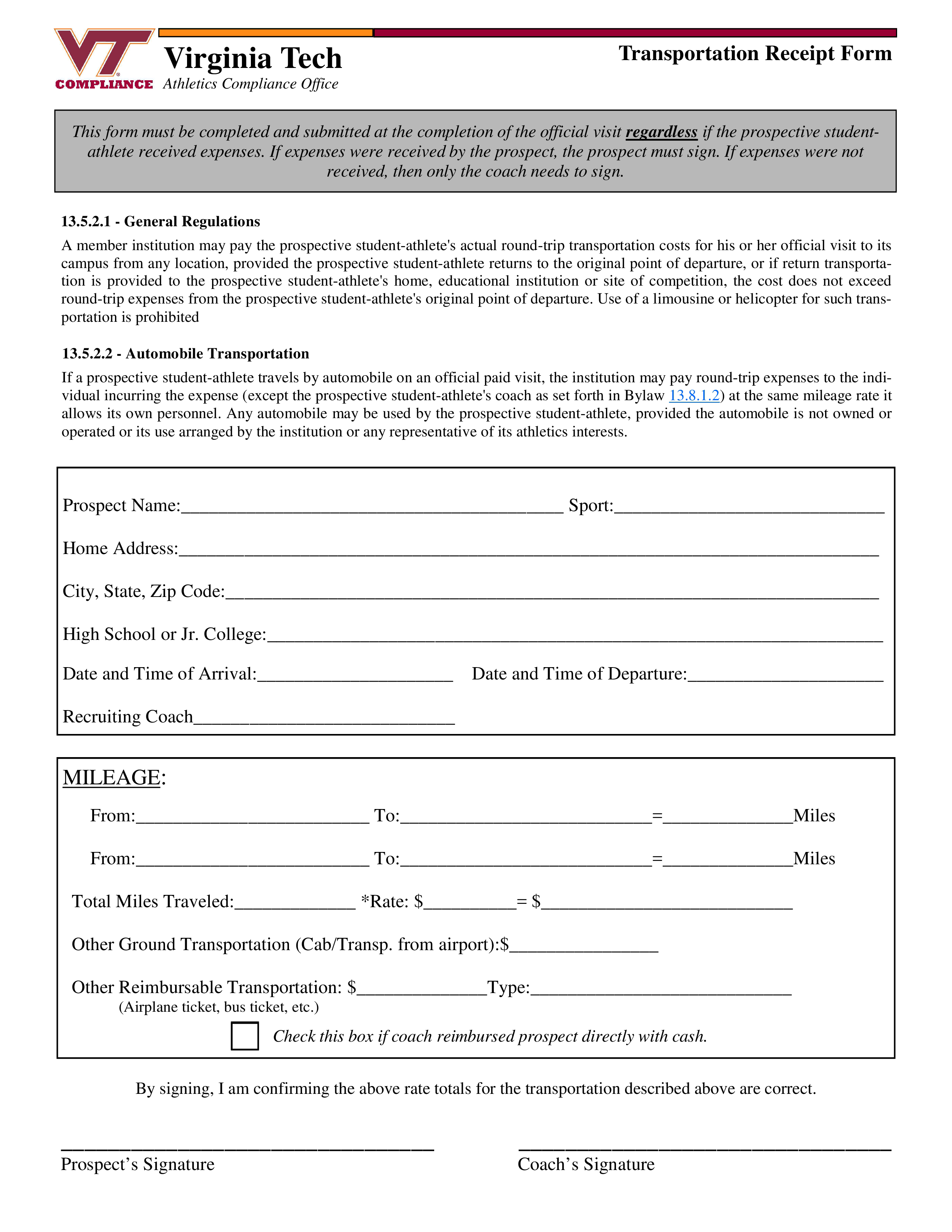 transport receipt format template