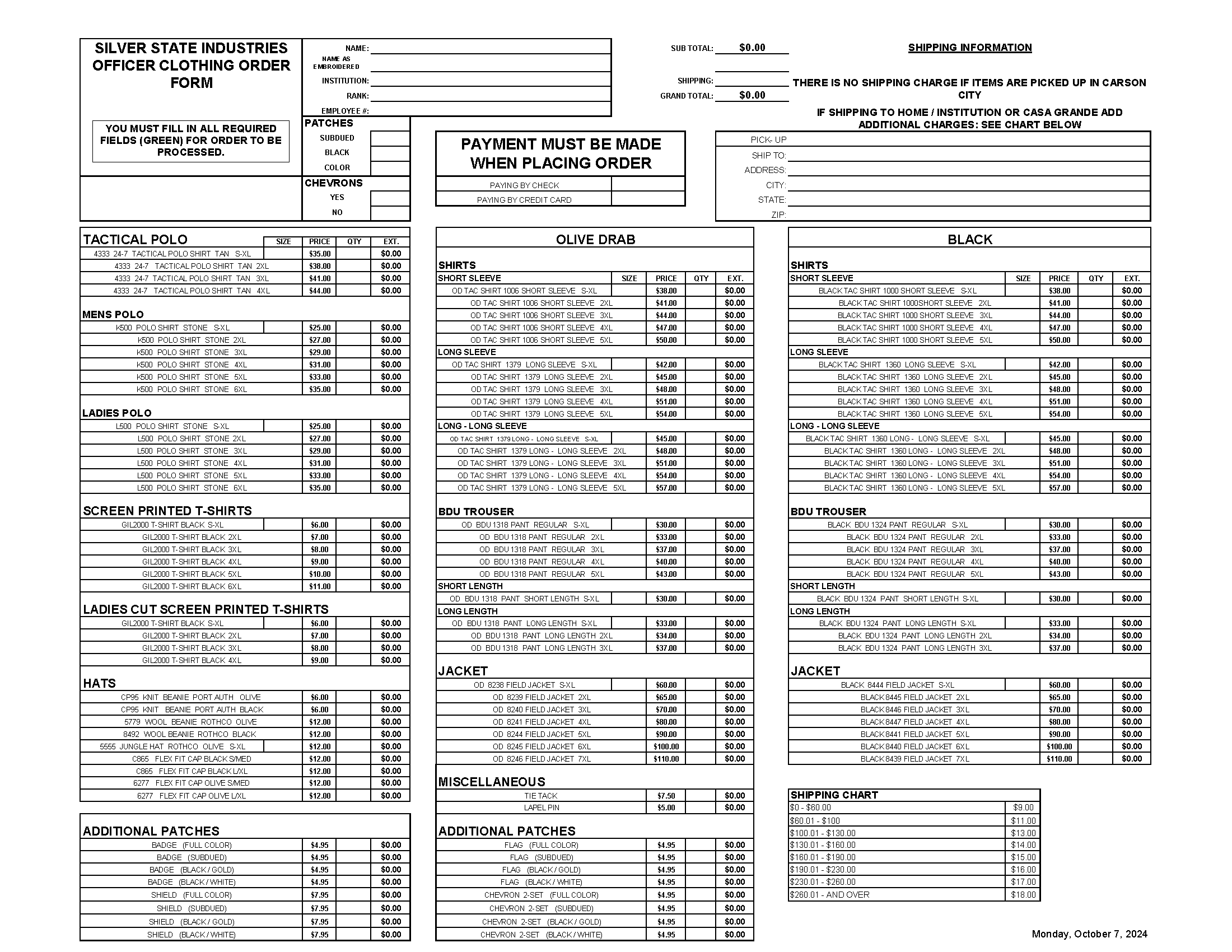 tshirt order form excel voorbeeld afbeelding 