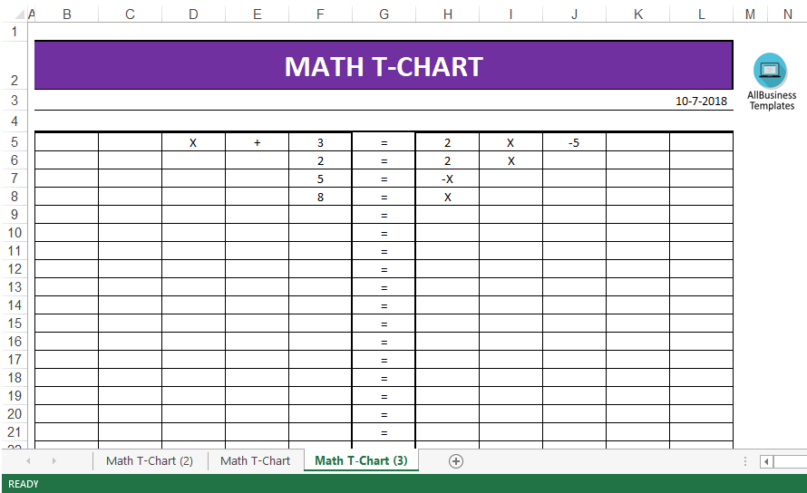 Math T-Chart template main image