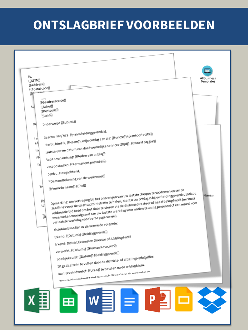 ontslag brief voorbeeld template