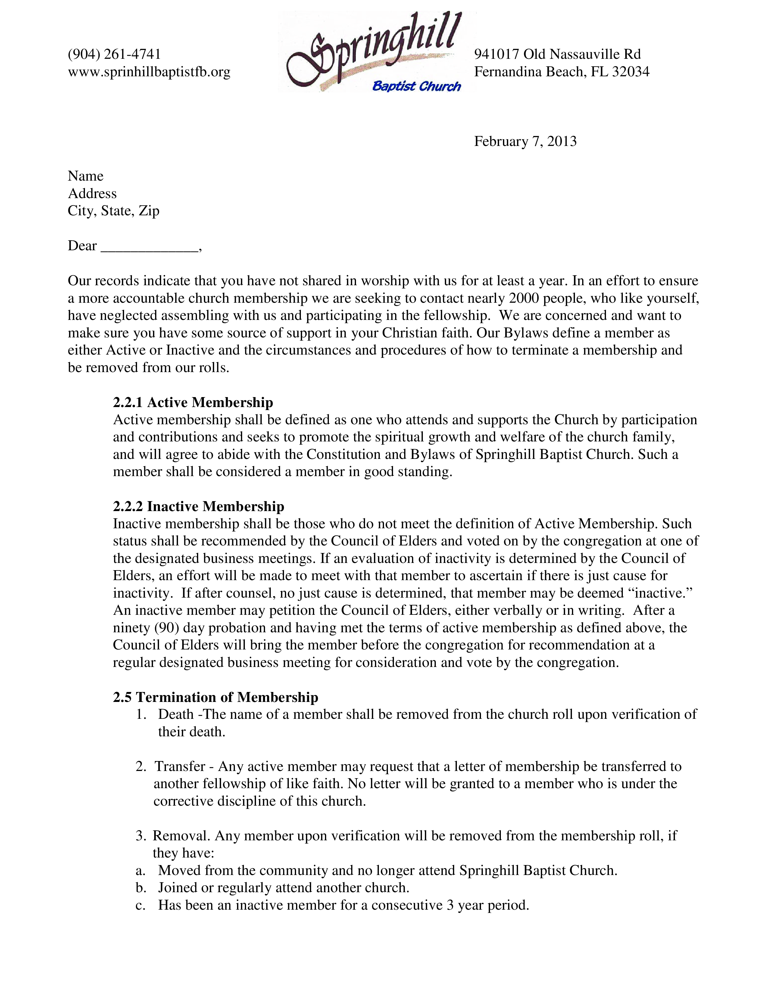 Church Membership Termination Letter main image