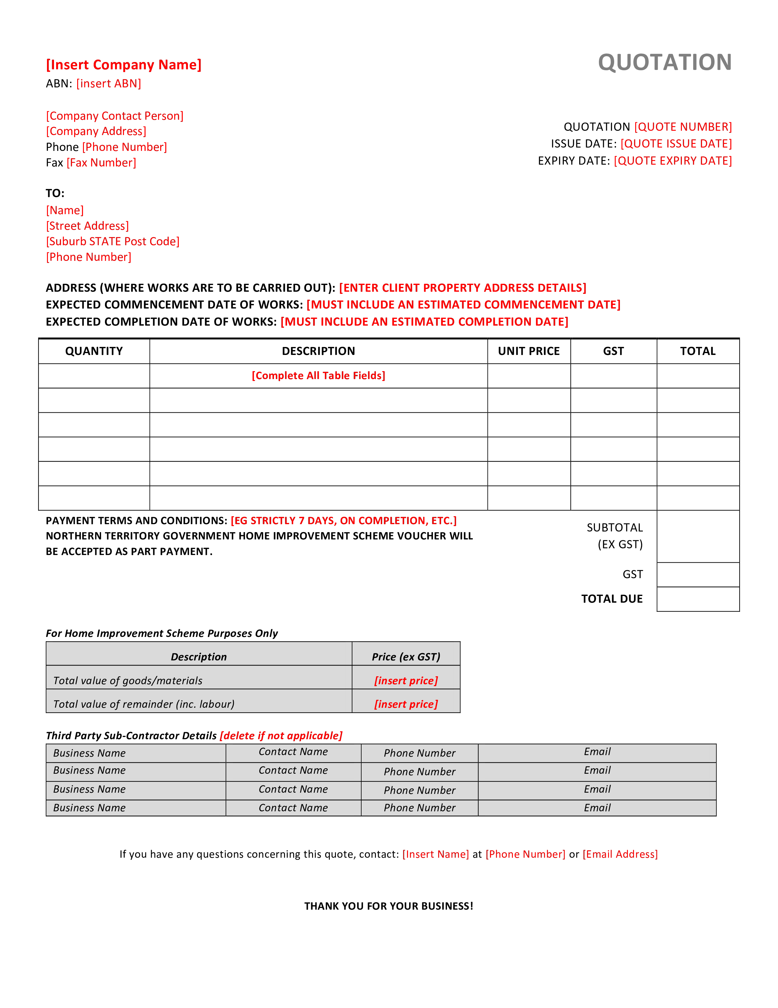 company quotation Hauptschablonenbild