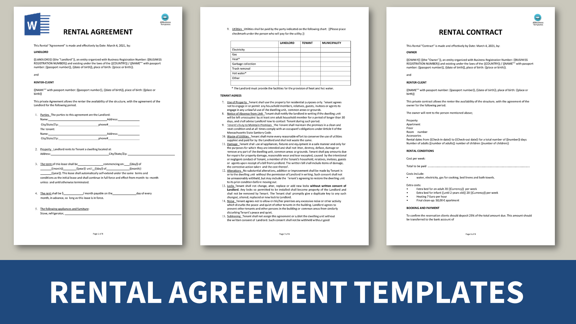 Rental Agreement Templates