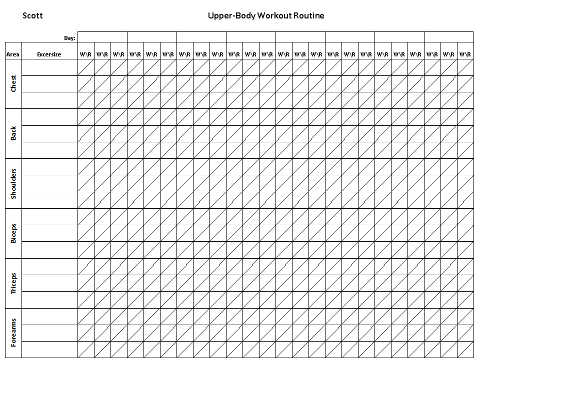 workout template sheet in excel main image
