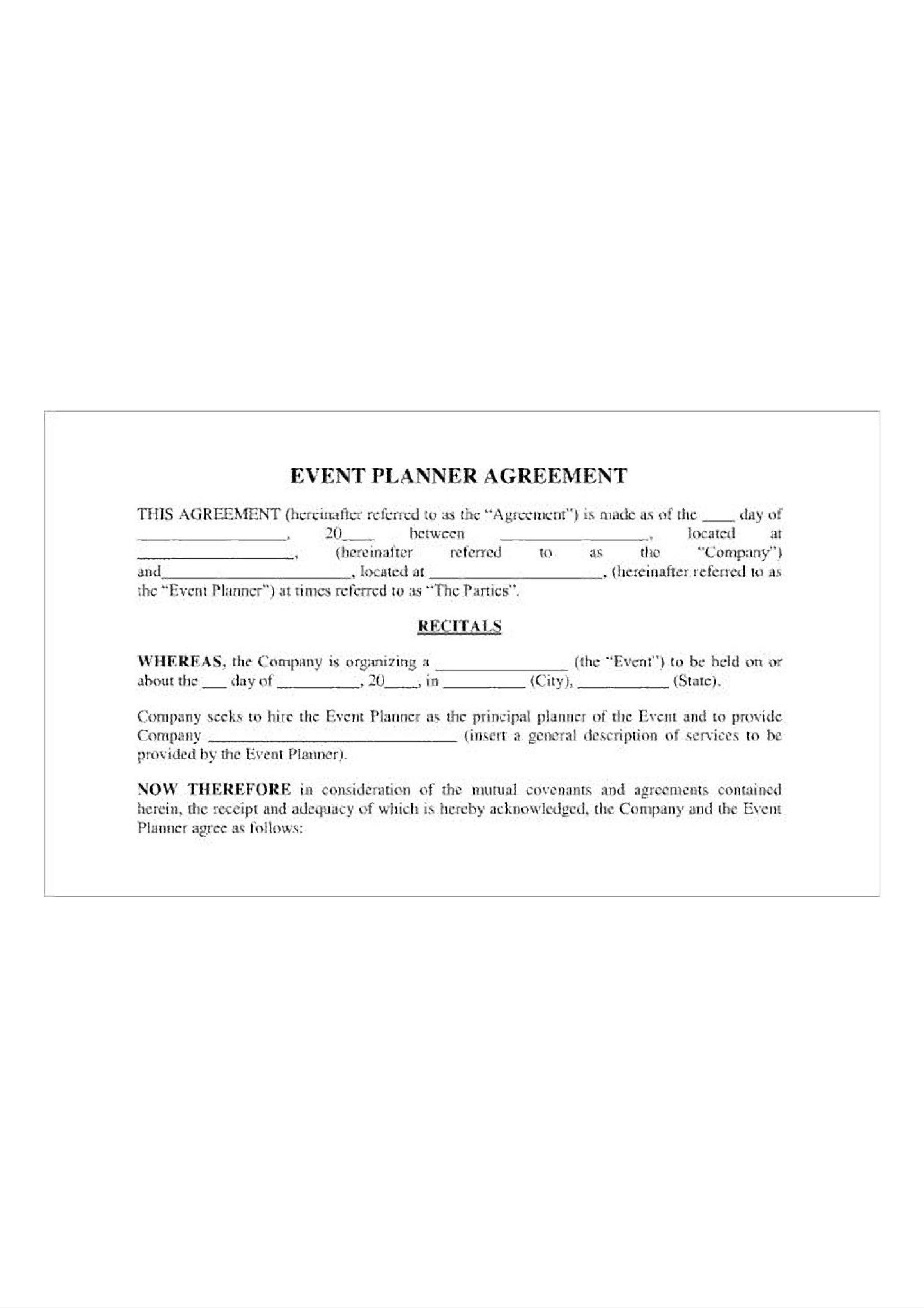 event planner agreement template