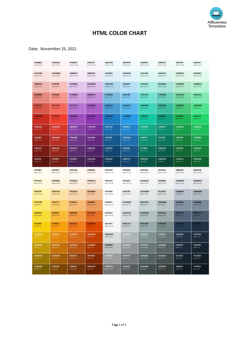 html 颜色图表 color chart plantilla imagen principal