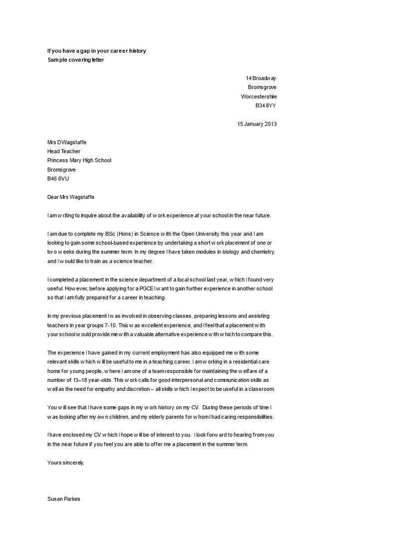 cover letter for internship biology