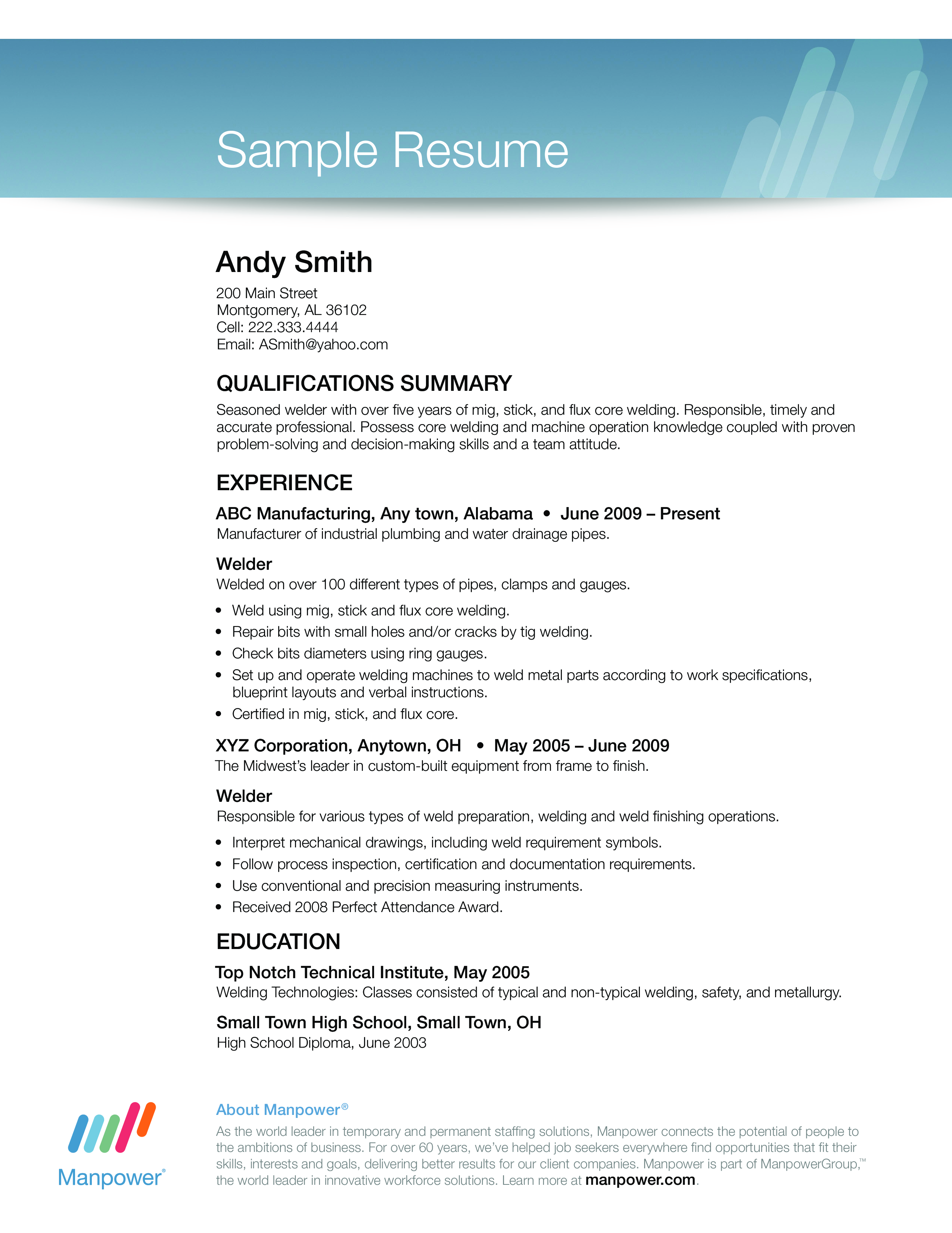 Sample of resume for job interview
