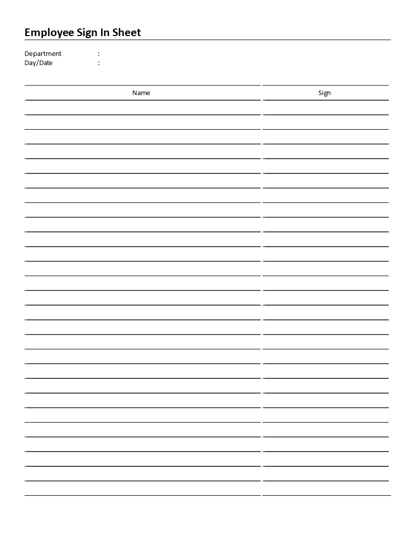 employee sign in sheet template