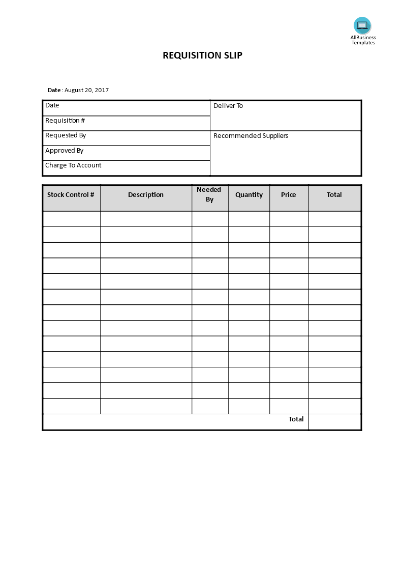 requisition slip template