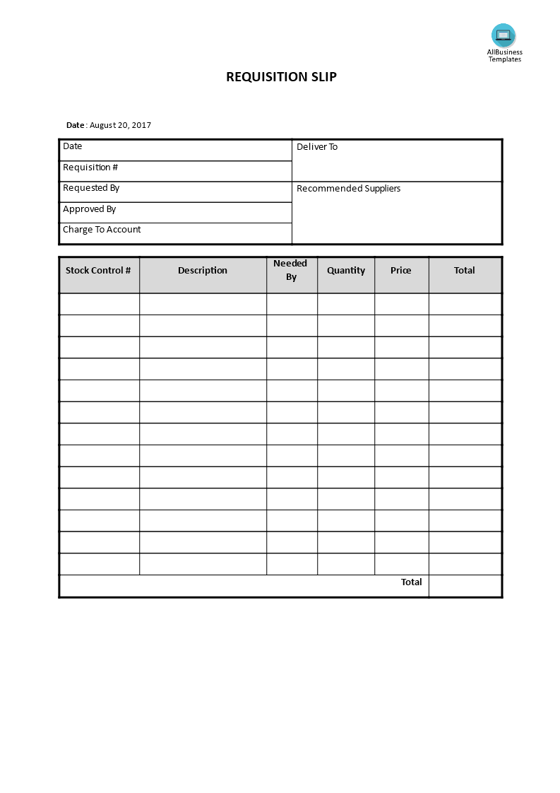 requisition slip voorbeeld afbeelding 