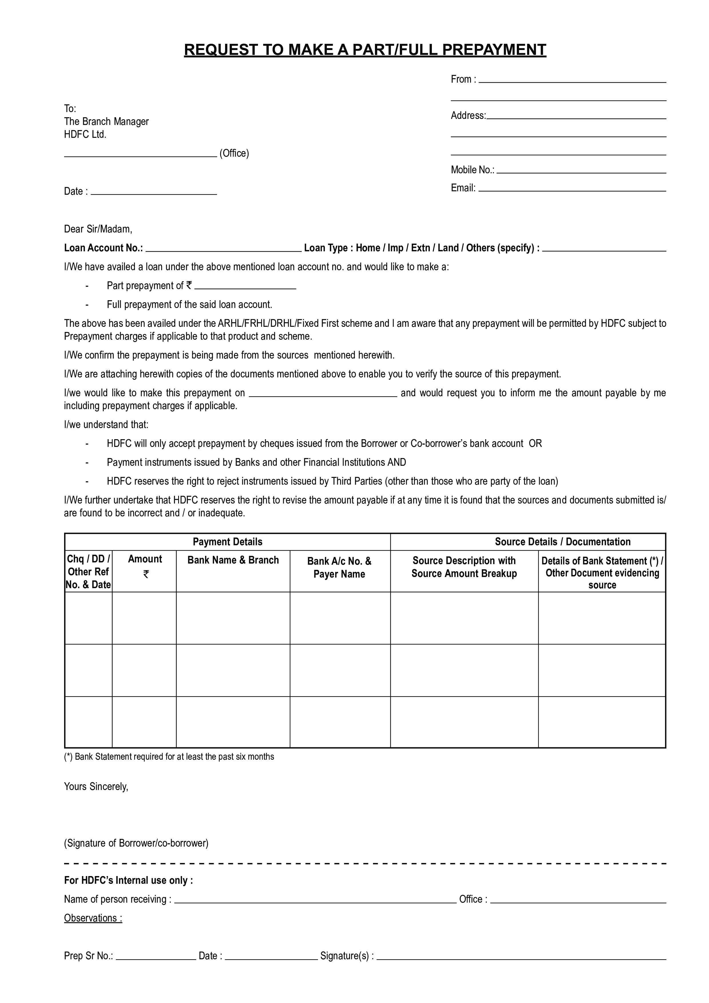 loan repayment application letter