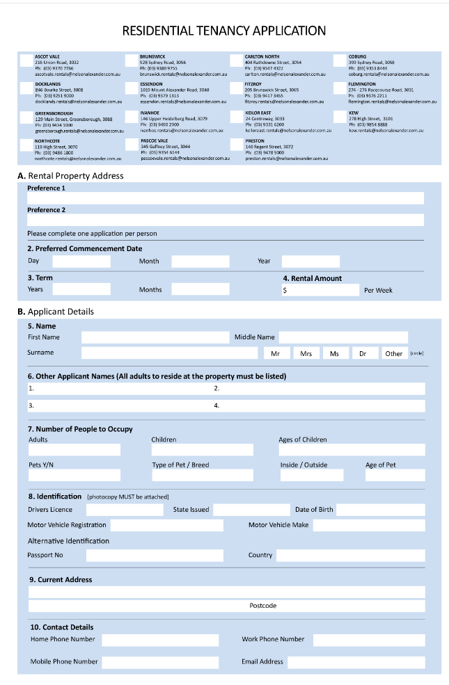 rental application form Hauptschablonenbild