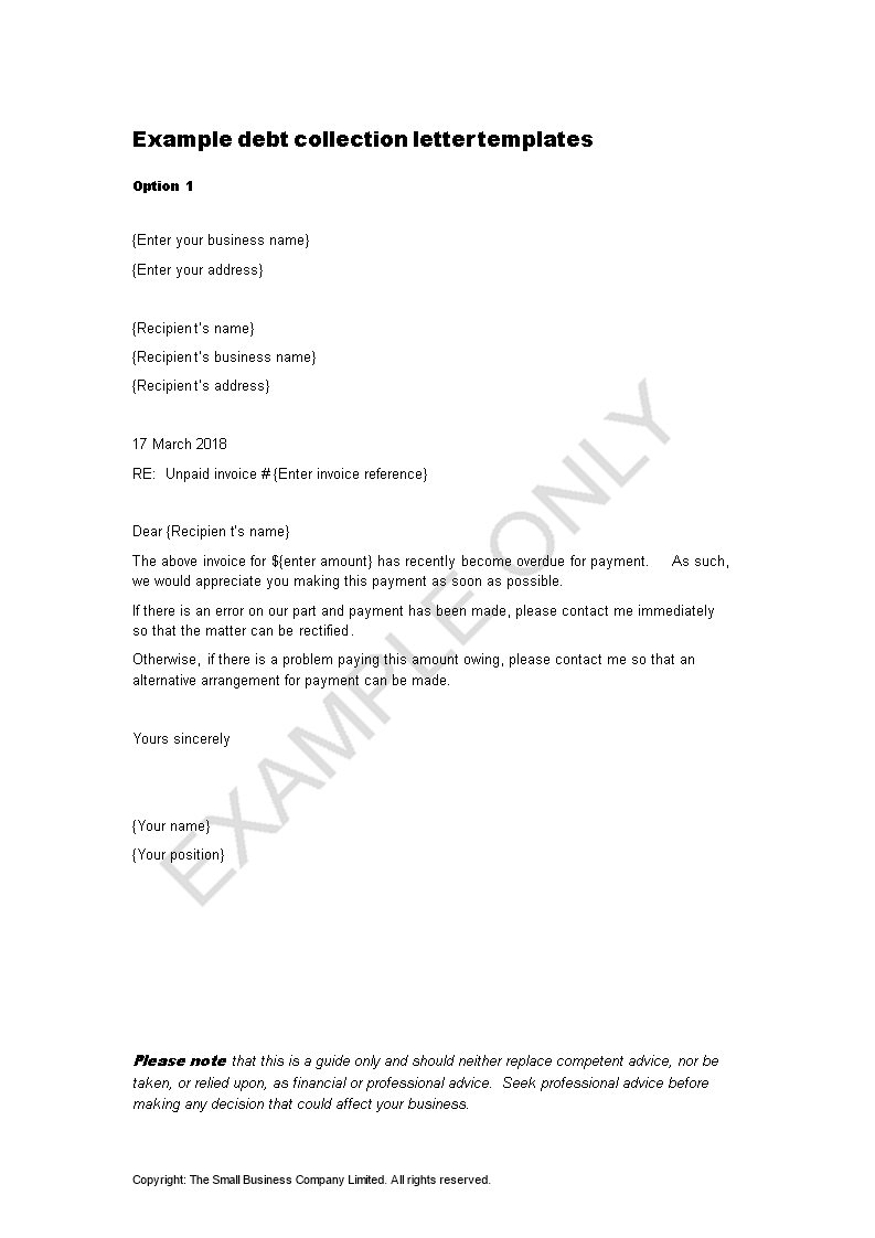 collection notice letter template