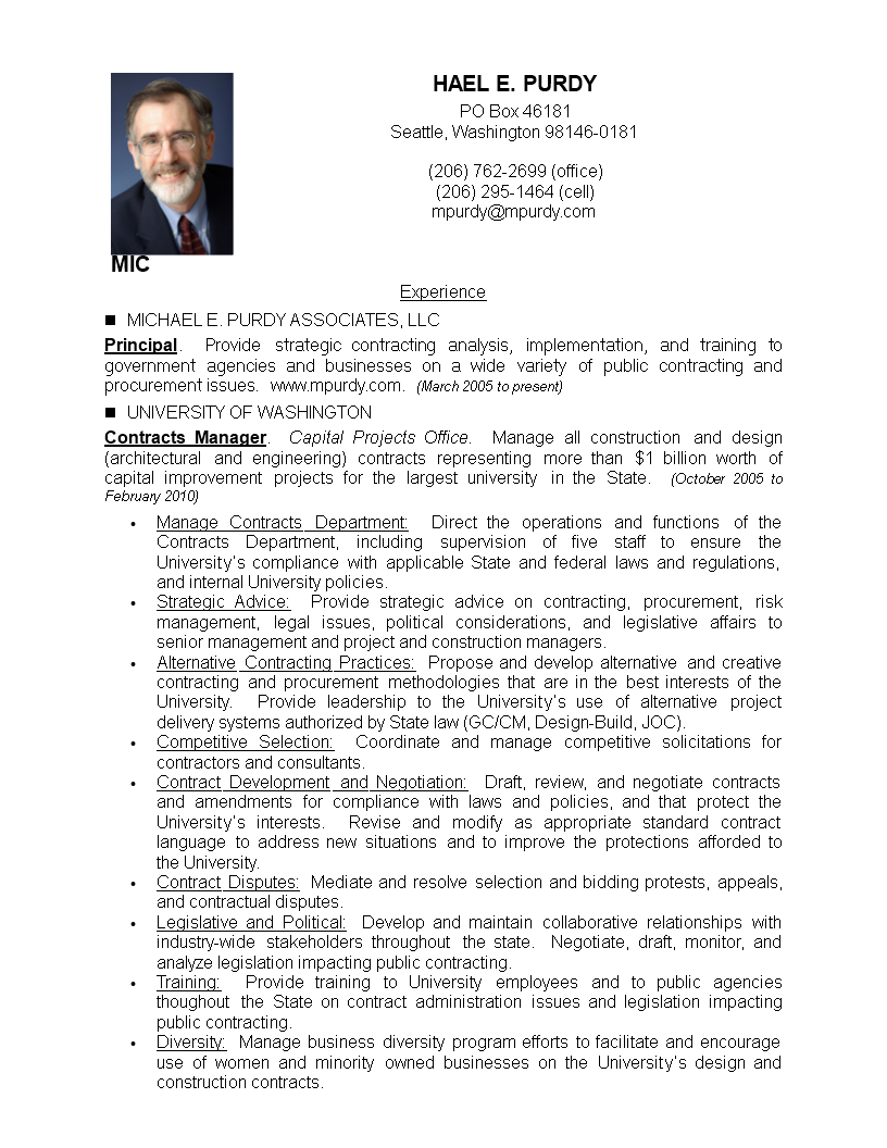 contract manager work resume plantilla imagen principal