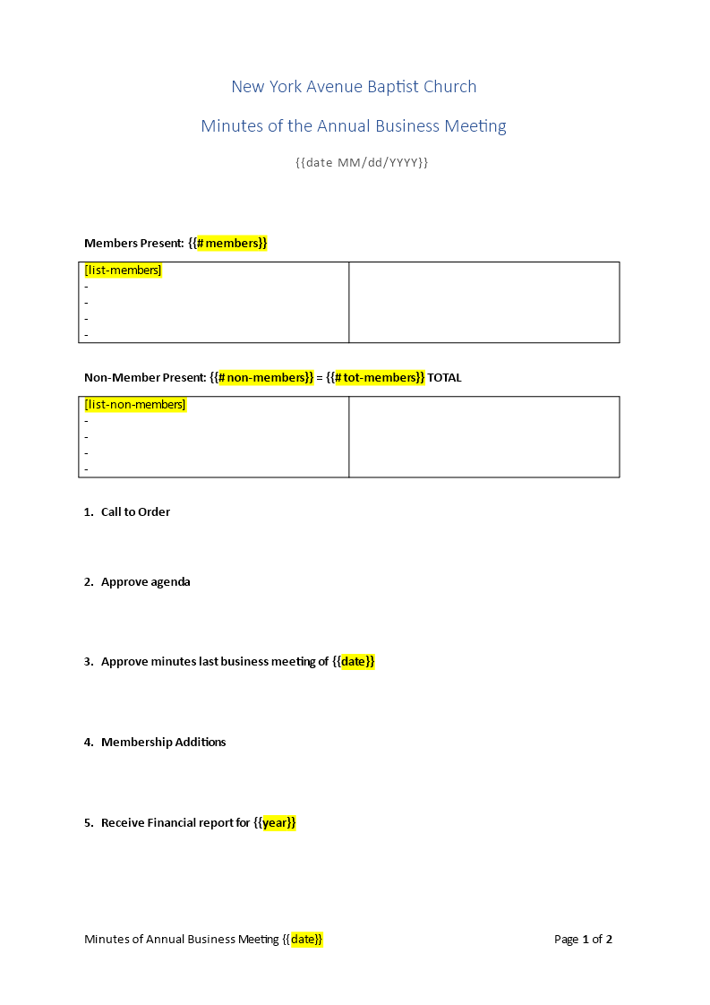 Church Business Meeting Agenda Template from www.allbusinesstemplates.com