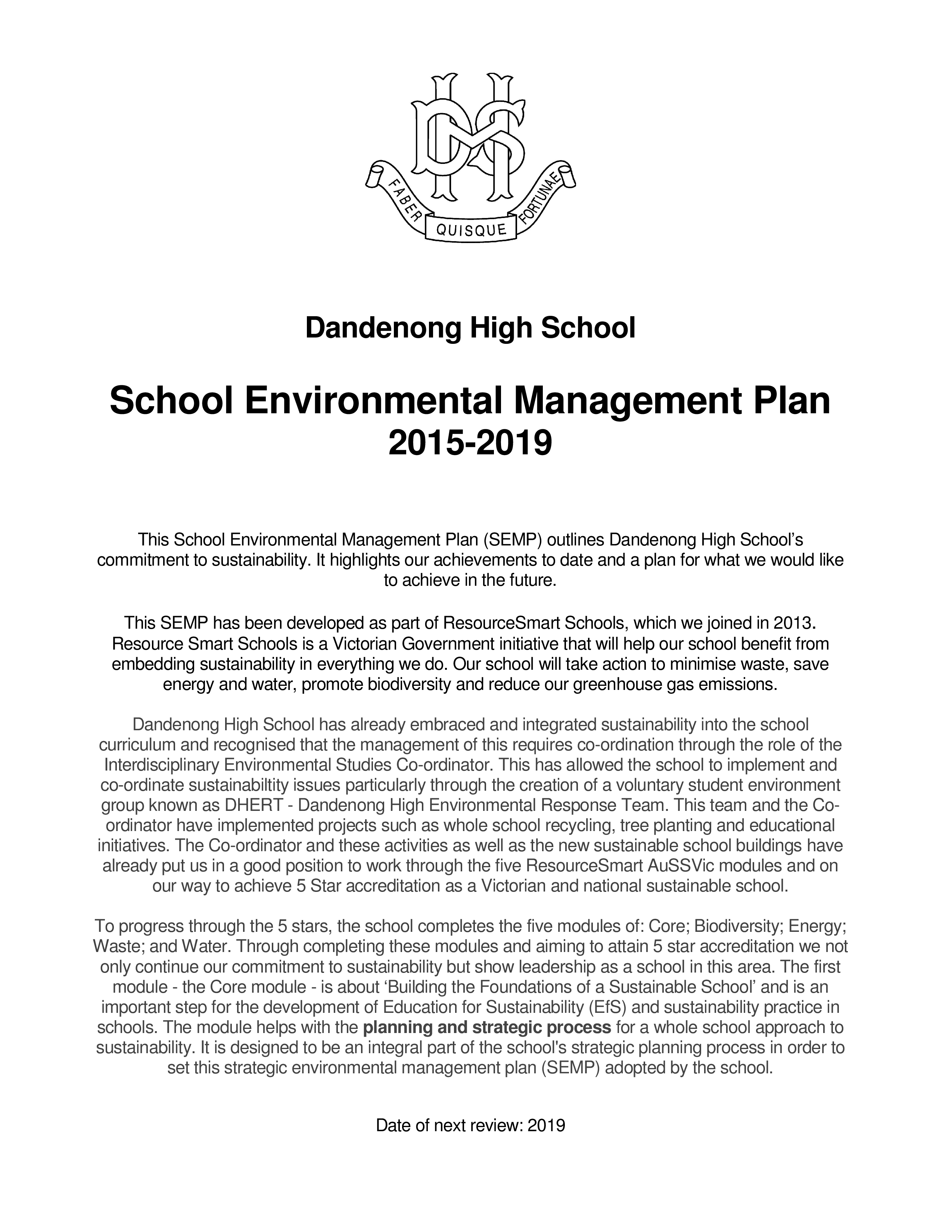 school environmental management plan modèles