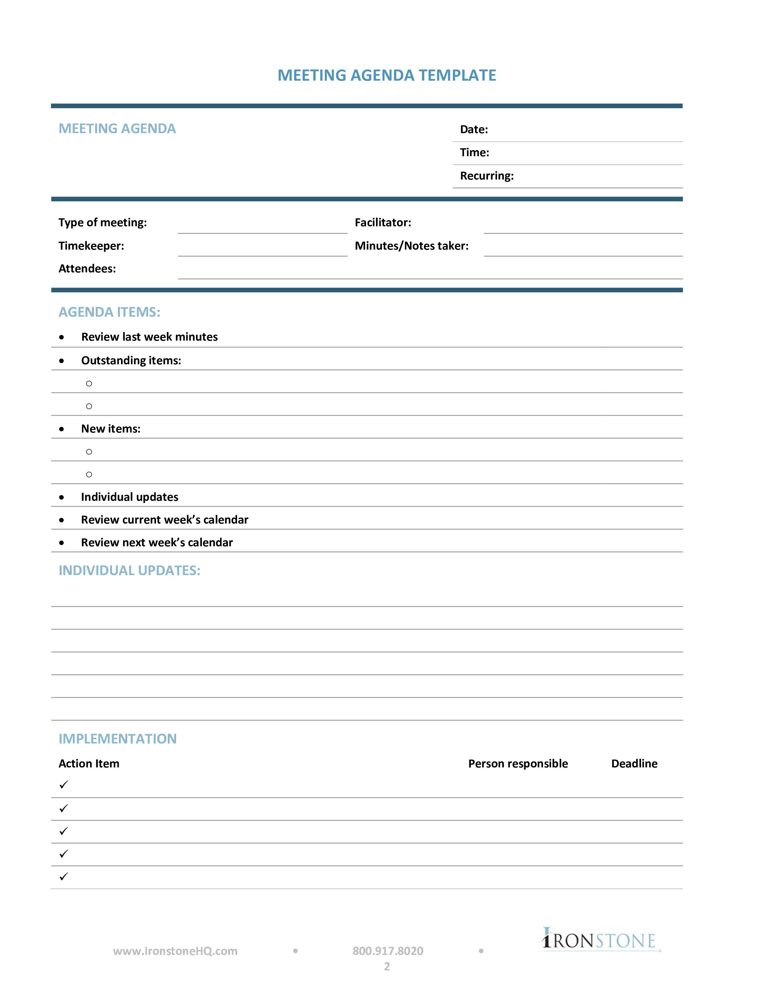 Weekly Team Meeting Templates At Allbusinesstemplates Com