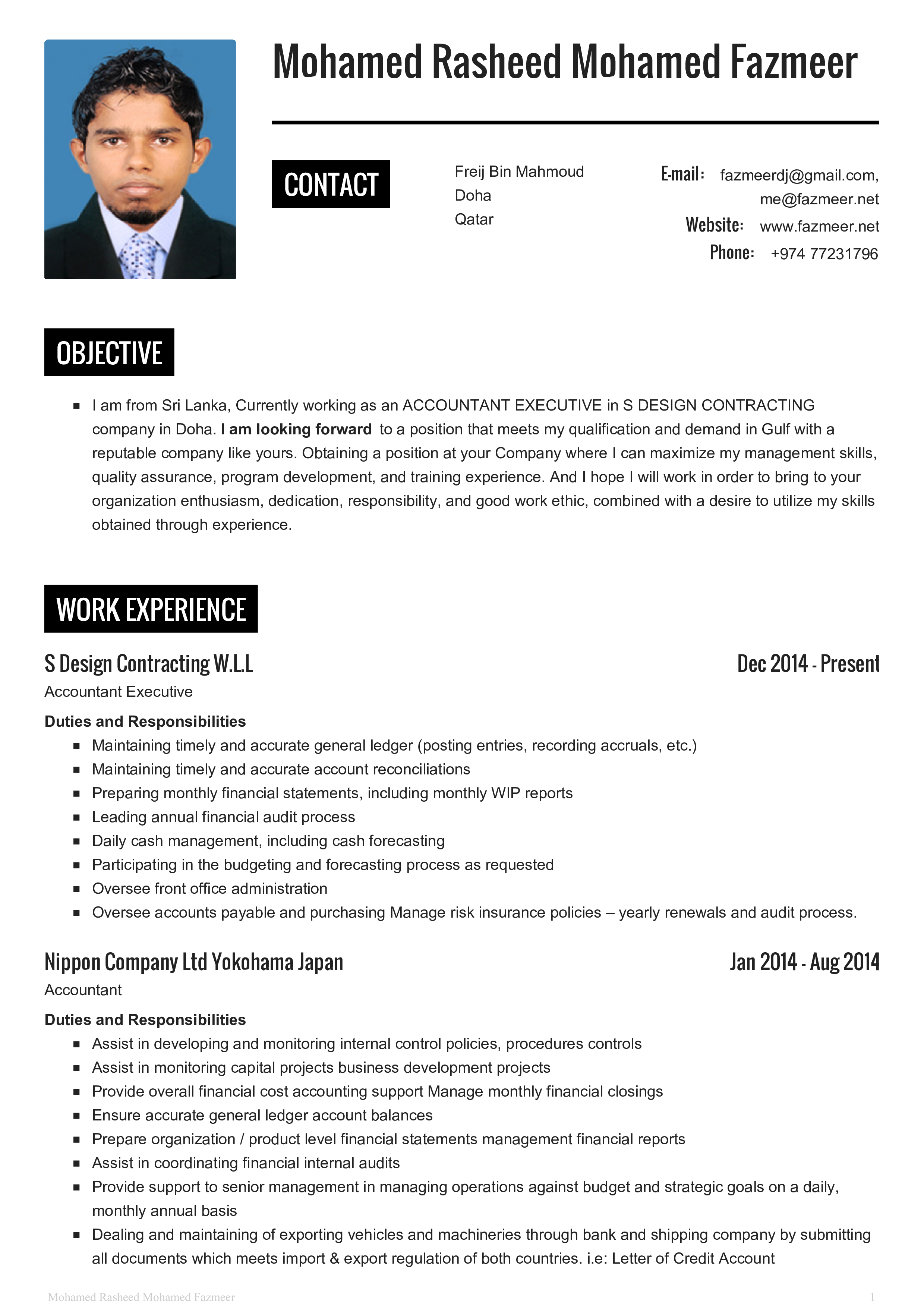 construction company accountant resume plantilla imagen principal