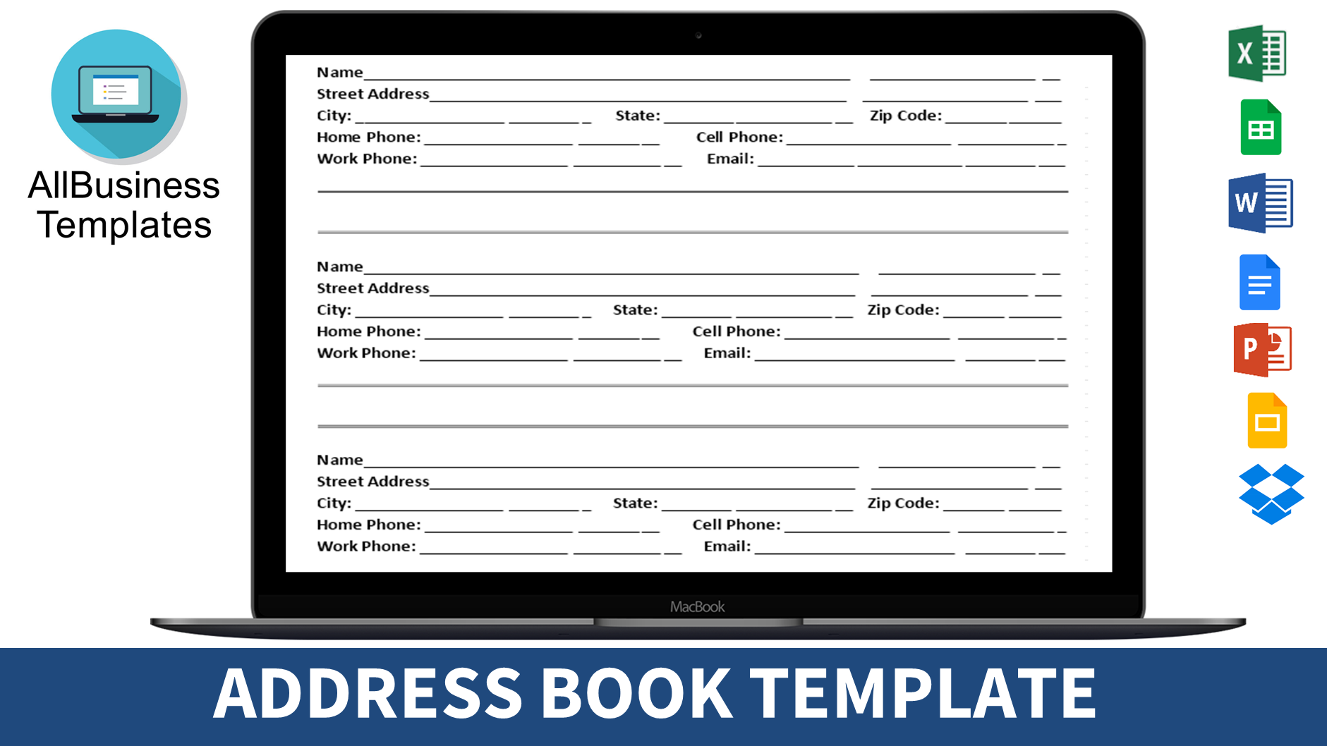 address book template modèles
