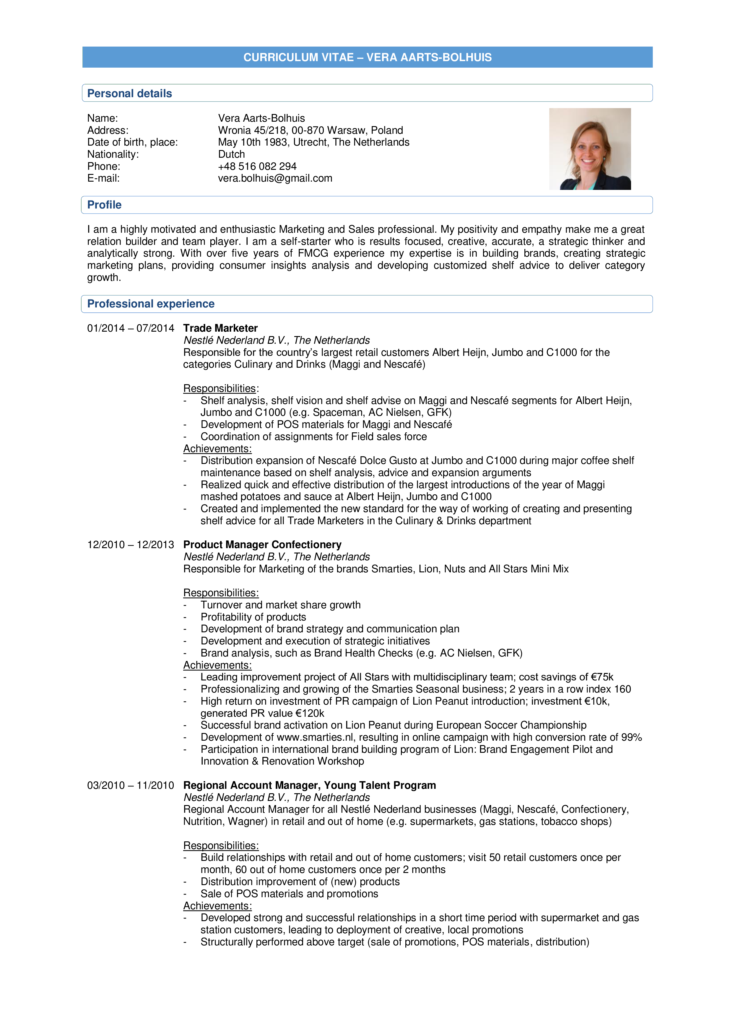 trade marketing analyst cv template Hauptschablonenbild