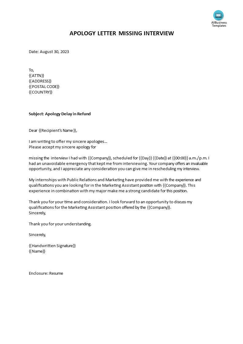 job interview apology letter voorbeeld afbeelding 