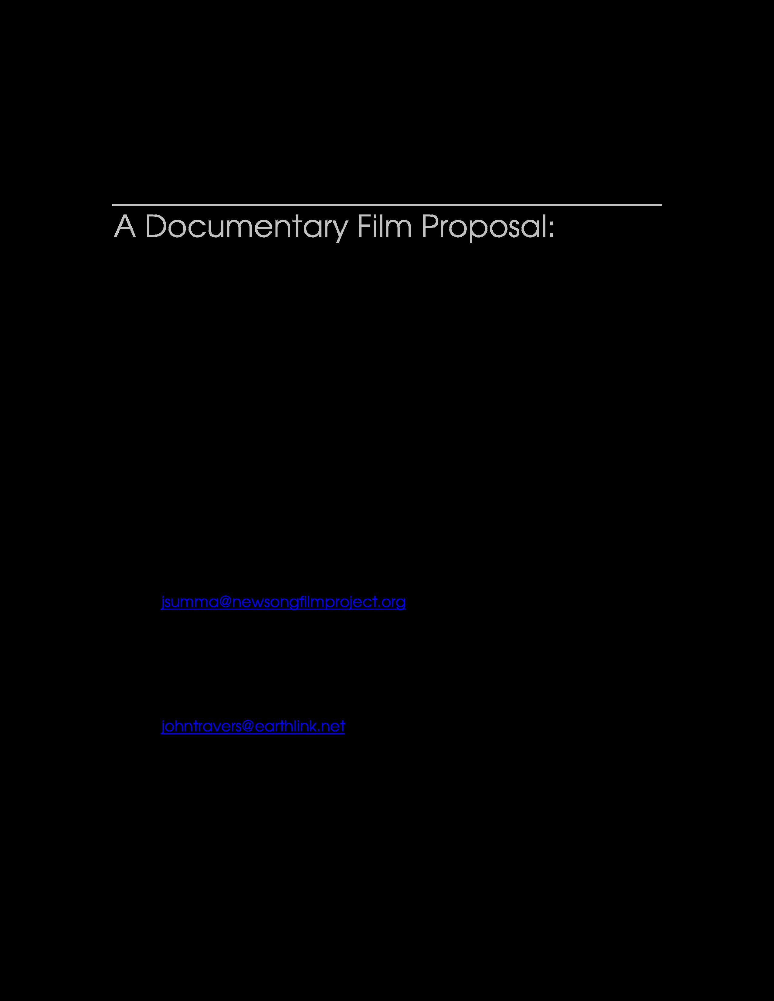 Kostenloses New Song Film Proposal Pertaining To Documentary Proposal Template