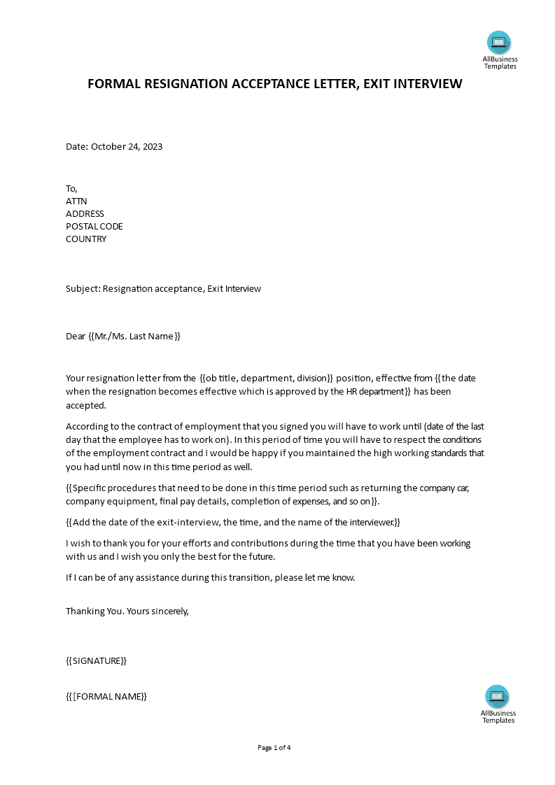 resignation request acceptance letter voorbeeld afbeelding 