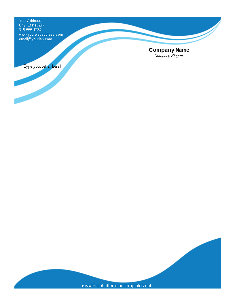 Business Letterhead With Blue Waves Templates At Allbusinesstemplates