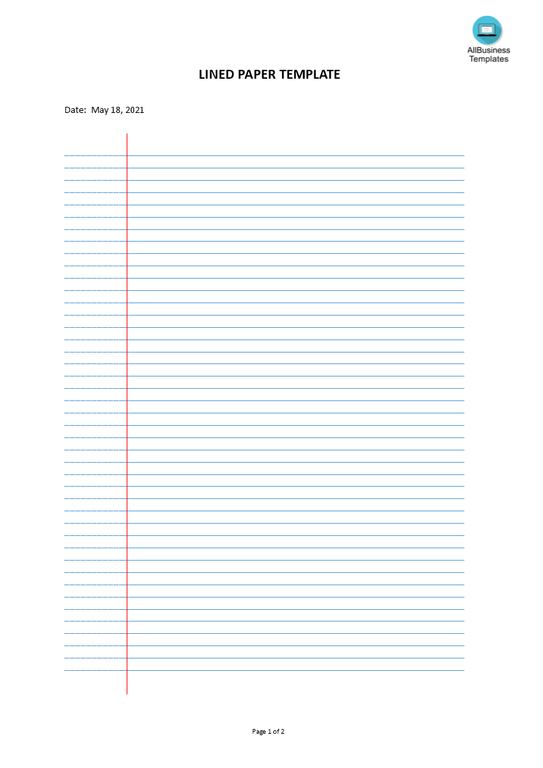 lined paper template voorbeeld afbeelding 