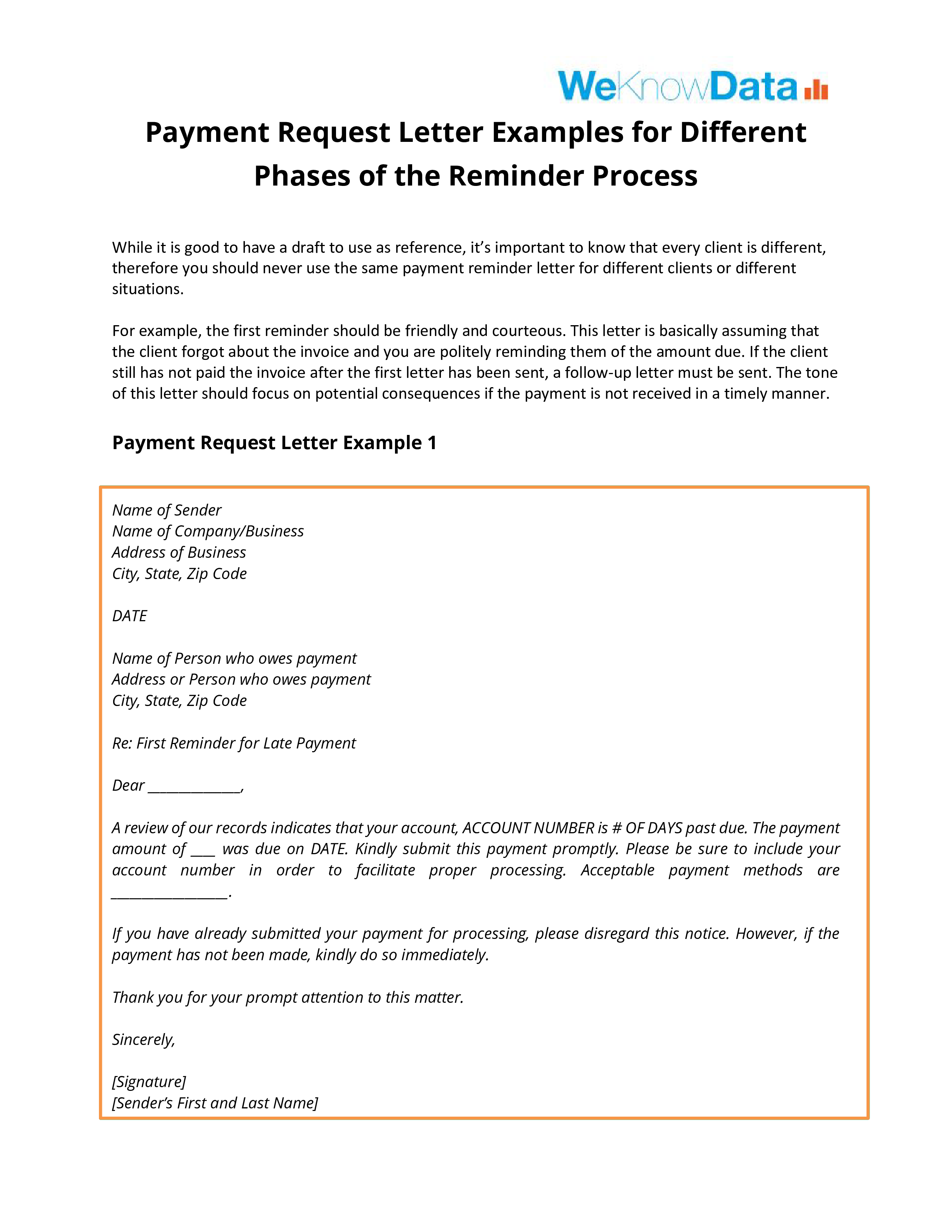 Payment Request Letter Format main image