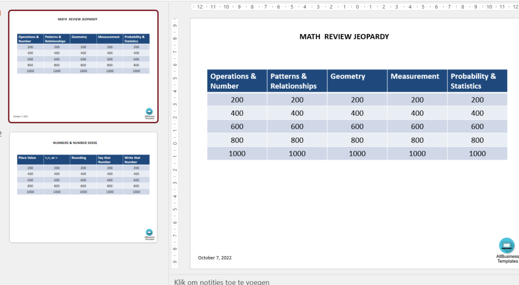 math jeopardy template