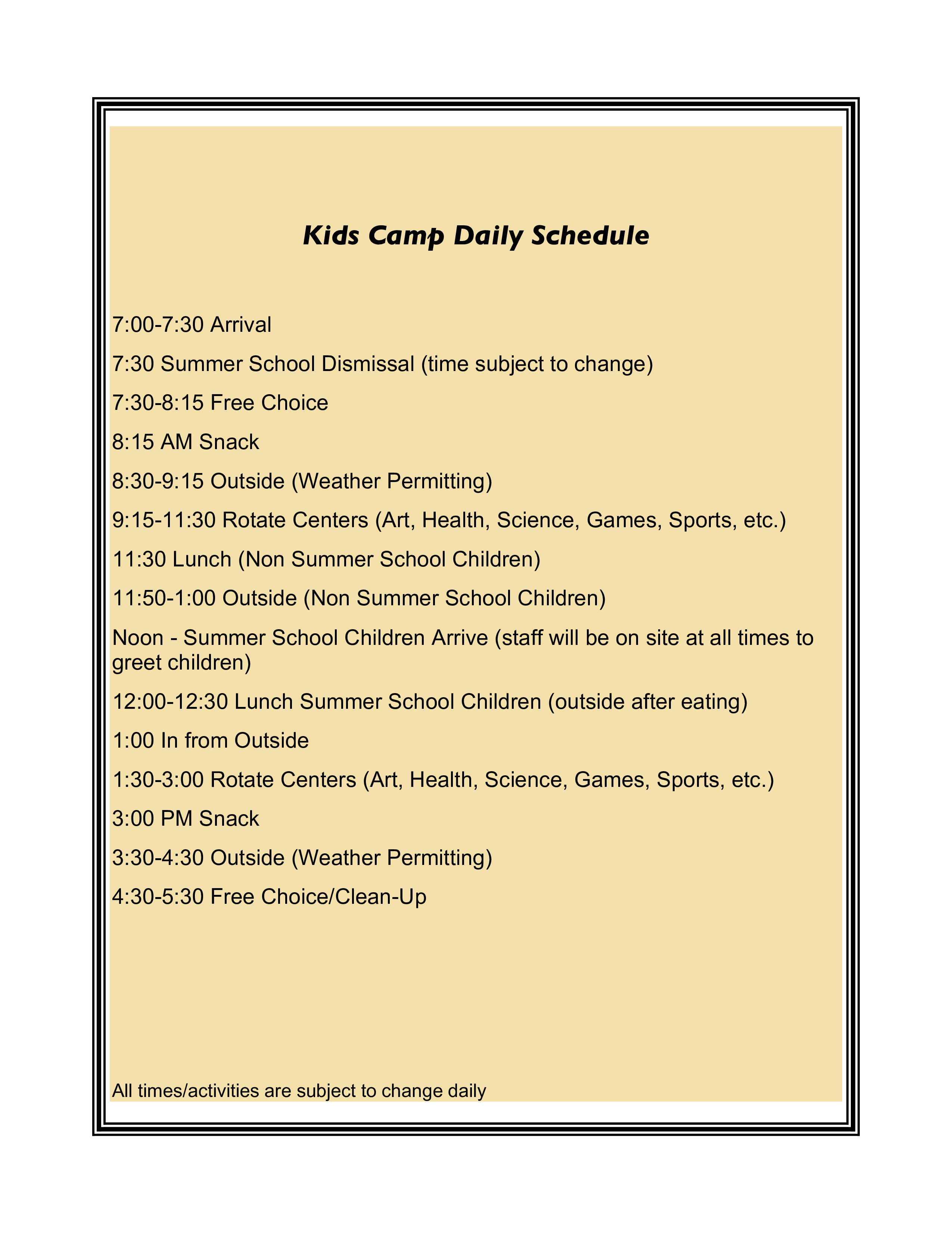 kid’s daily schedule plantilla imagen principal