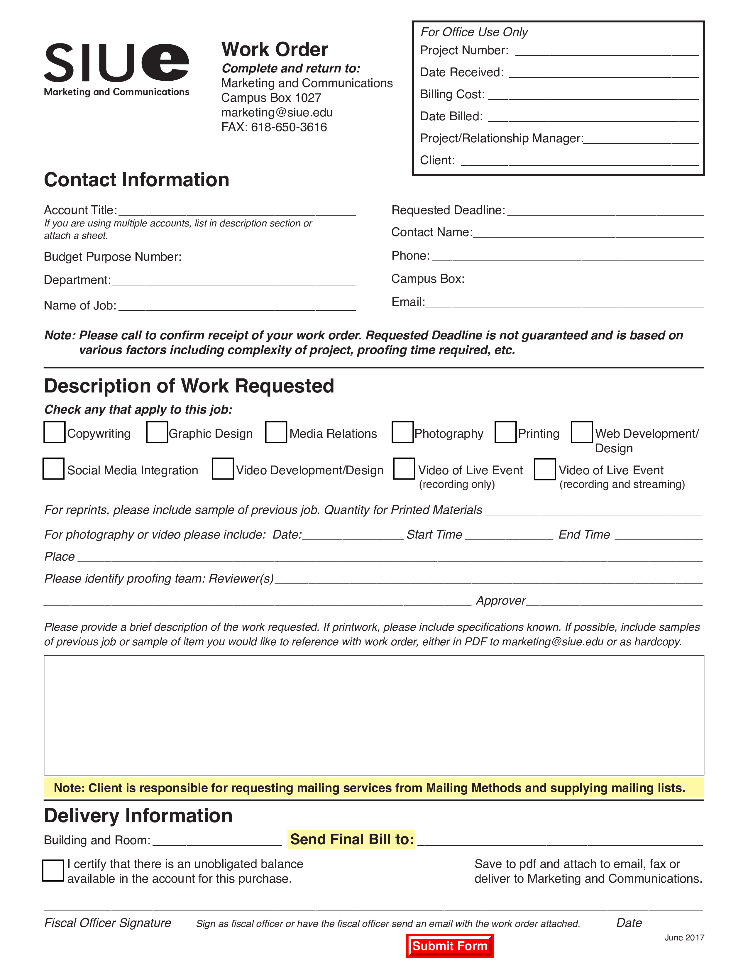 job work order template